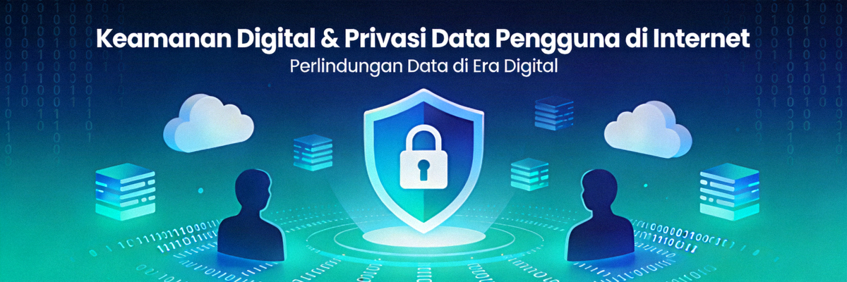 Ilustrasi konsep keamanan digital dan privasi data pengguna di internet